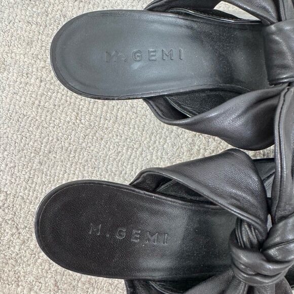 M. Gemi The Lasso Black Patent Leather Tie Kitten Heels Size 9 - Picture 5 of 12